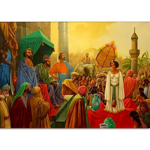 Monumental Modern Oil On Canvas "Herod & Salome"  Unsigned