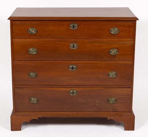 NEW ENGLAND CHIPPENDALE CHERRY CHEST OF DRAWERS