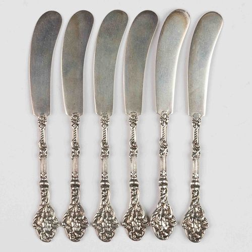 GORHAM "VERSAILLES" STERLING SILVER BUTTER SPREADERS, SET OF SIX