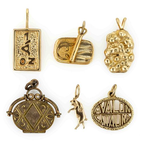 VINTAGE 14K AND 19.2K YELLOW GOLD CHARMS / PENDANTS, LOT OF FOUR