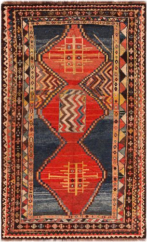 Tribal Vintage Persian Gabbeh Rug 9 ft 2 in x 5 ft 10 in (2.79 m x 1.78 m)