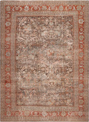 Antique Persian Shabby Chic Sultanabad Area Rug 13 ft x 10 ft (3.96 m x 3.05 m)