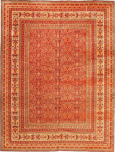 Antique English Boteh Paisley Design Wilton Carpet 11 ft 7 in x 8 ft 8 in (3.53 m x 2.64 m)