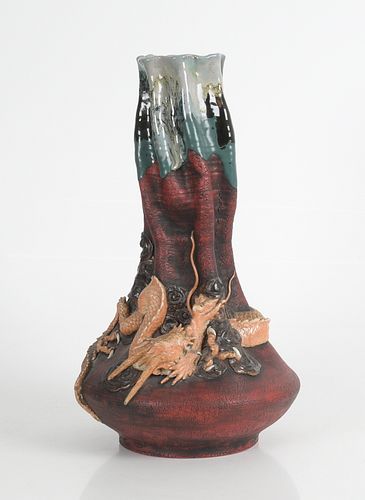 A Large Japanese Sumida Gawa Pottery Vase 