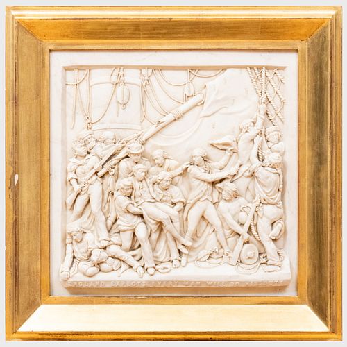 English Carved Marble Battle of Trafalgar Memorial Plaque
