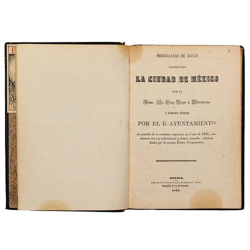 MISCELÁNEA: ORDENANZAS DECRETO, BANDO, LEY Y REGLAMENTOS. MÉXICO, 1844 - 1860.  15 folletos en un volumen