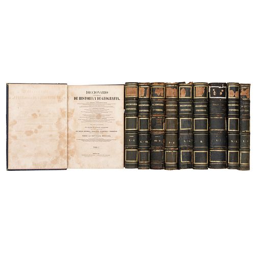 Diccionario Universal de Historia y Geografía / Apéndice al Diccionario Universal. México, 1853 - 1856. Ilustrado. Piezas: 10.