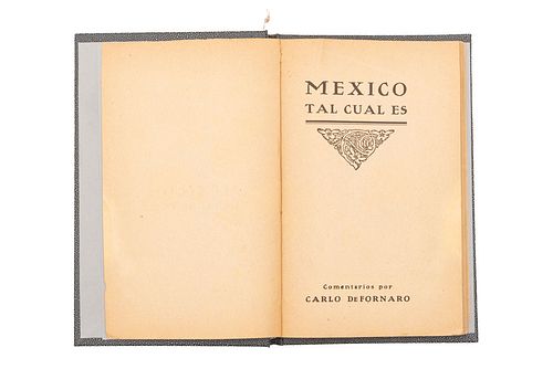 FORNARO, CARLO DE. MÉXICO TAL CUAL ES. NEW YORK: INTERNATIONAL PUBLISHING, 1909. 1er edición