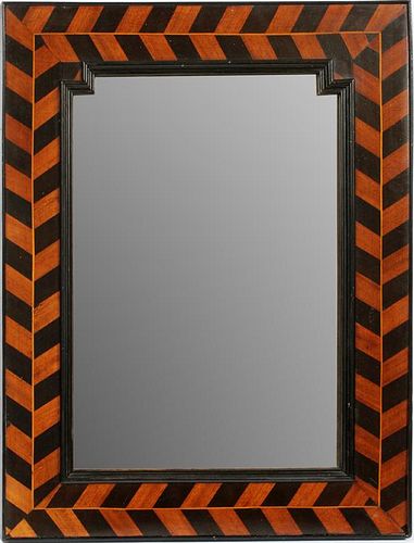 TRAMP ART ROSEWOOD & FRUITWOOD PARQUETRY MIRROR