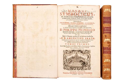 PICINELLI, FILIPPO. MUNDUS SYMBOLICUS, IN EMBLEMATUM UNIVERSITATE FORMATUS... Cologne, 1715. pzs 2