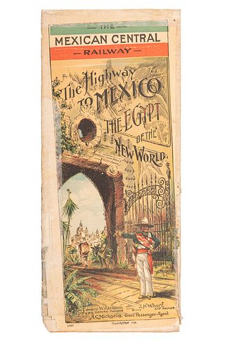 MÉXICO: MAPA DE LAS LÍNEAS DEL FERROCARRIL CENTRAL Y CONECCIONES. Mapa plegado en forma de folleto a color, 52 x 62 cm.  E...