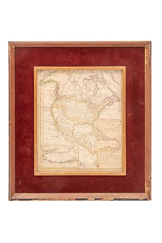 WALCH, JOHANN. KARTE VON NORD AMERICA. AUGSBURG: CA. 1810. Grabado con límites coloreados, 22.5 x 18.5 cm. Enmarcado