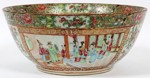 CHINESE ROSE MEDALLION PUNCH BOWL