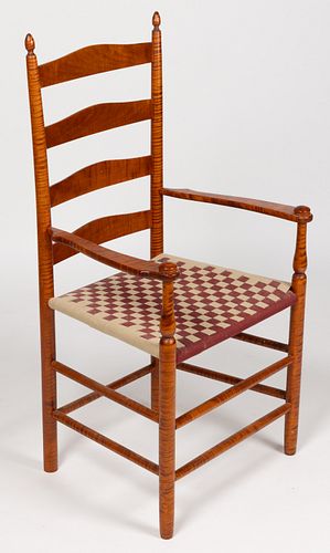 SHAKER-STYLE TIGER MAPLE ARMCHAIR