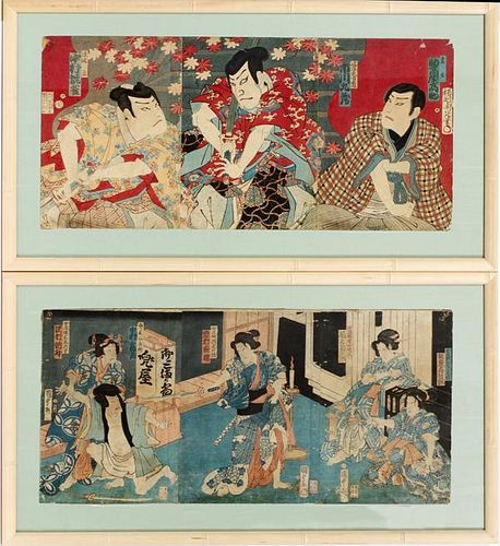 JAPANESE TRIPTYCH WOODBLOCKS 1840 TWO