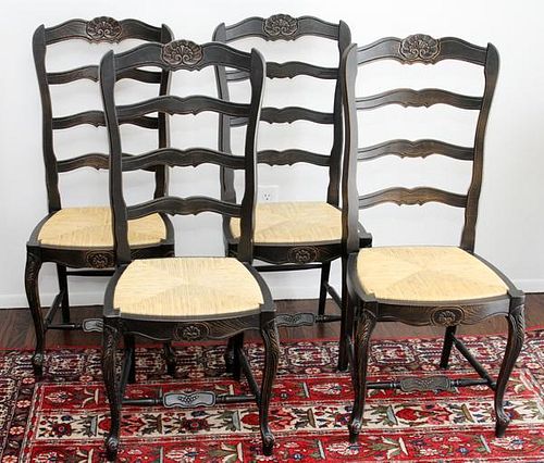 COUNTRY FRENCH LADDER-BACK CHAIRS FOUR