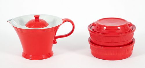 Hall China Melody Teapot and Stacking Bowls  