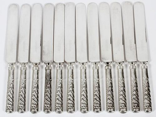 ART DECO SILVER PLATE KNIVES SET OF 12