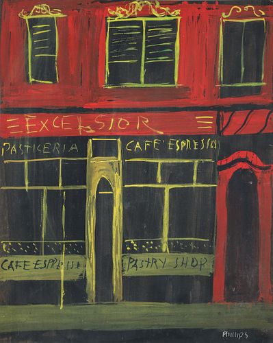 Esther Phillips Cafe Excelsior Gouache Painting
