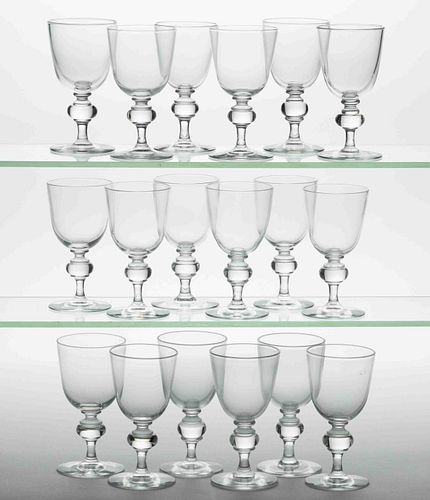 STEUBEN NO. 7925 CRYSTAL ART GLASS WHITE WINE GLASSES, LOT OF 18