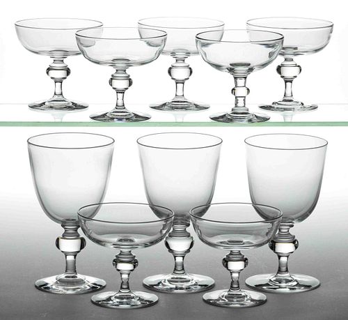 STEUBEN NO. 7925 CRYSTAL ART GLASS DRINKING ARTICLES, LOT OF TEN