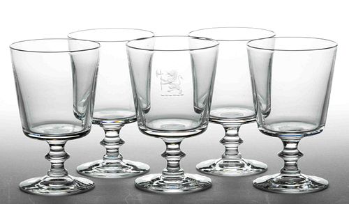 STEUBEN NO. 7725 CRYSTAL ART GLASS GOBLETS, LOT OF FIVE