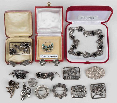 VINTAGE STERLING AND 0.830 SILVER JEWELRY, LOT OF 18 PIECES