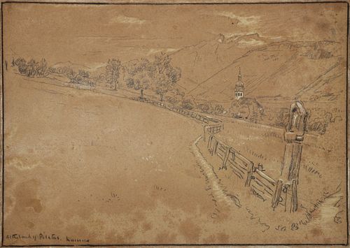 Albert Goodwin Mount Pilatus Lucerne Pencil Drawing