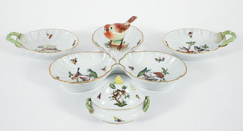 4 Pieces of Herend Porcelain Rothschild Serving Pieces