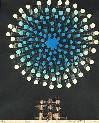 Fumiaki Fukita Woodblock Print 1966
