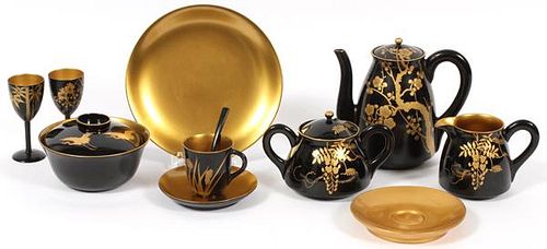 JAPANESE LACQUER TABLEWARE AND TEA SET