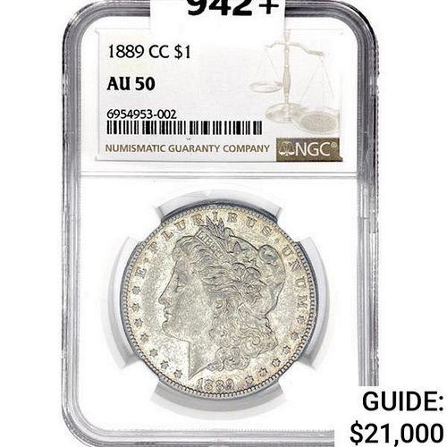 1889-CC Morgan Silver Dollar NGC AU50