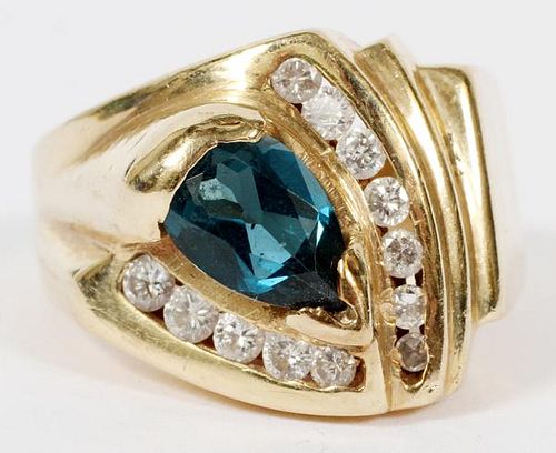 14KT YELLOW GOLD BLUE TOPAZ RING