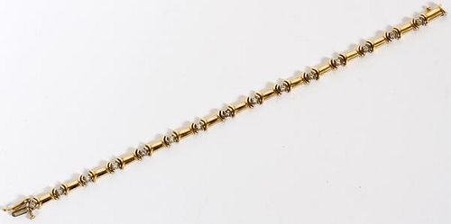 LINK FORM 14KT YELLOW GOLD AND DIAMOND BRACELET