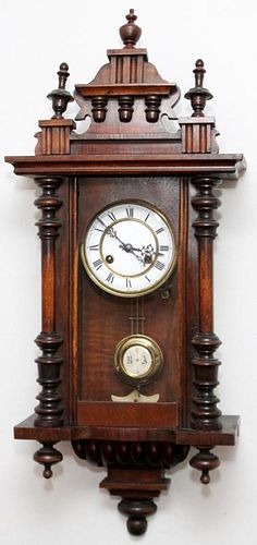 VIENNA ANTIQUE WALNUT HANGING CLOCK CIRCA 1870