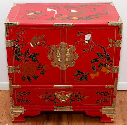 RED ORIENTAL LACQUERED CABINET