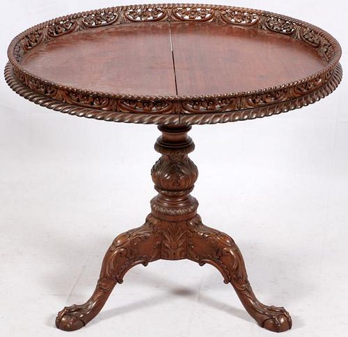 CHIPPENDALE-STYLE CARVED MAHOGANY PARLOR TABLE