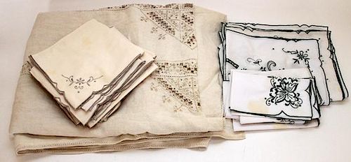 LINEN EMBROIDERED AND OPENWORK TABLE CLOTH