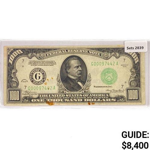 1934 $1000 Fed Reserve Note