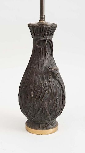 JAPANESE BRONZE VASE, MOUNTED AS A LAMP