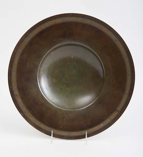 JUST ANDERSON (1884-1943): DANISH BRASS-INLAID BRONZE CHARGER