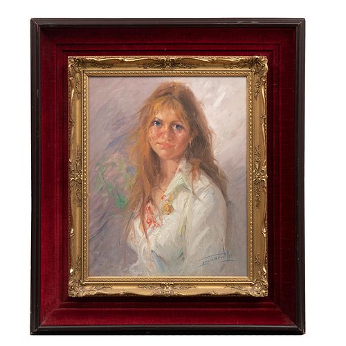 LUCIO TAFURI, Retrato de dama, Firmado, Óleo sobre tela, 50 x 40 cm