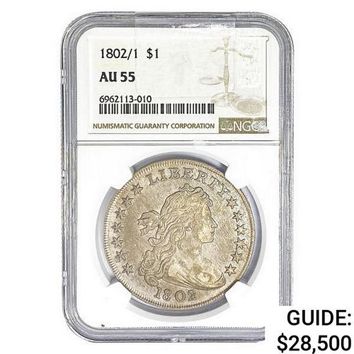 1802 / 1 Draped Bust Dollar NGC AU55