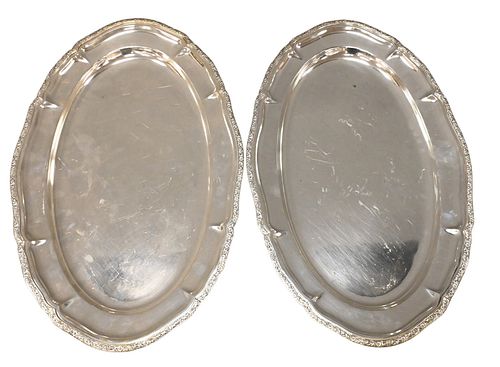 Pair of Egyptian Silver Oval Trays