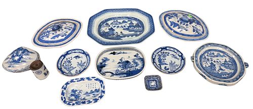 10 Piece Canton and Blue and White Porcelain