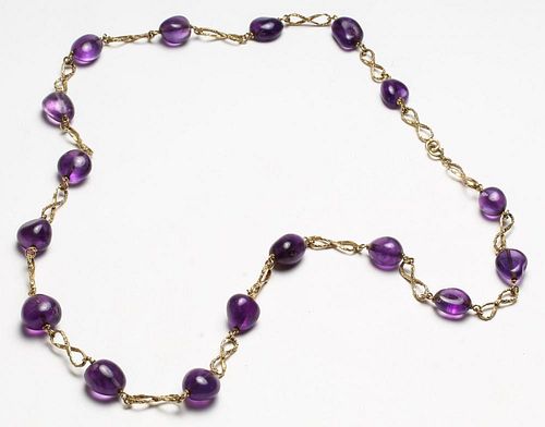 14K Gold & Amethyst Bead Necklace