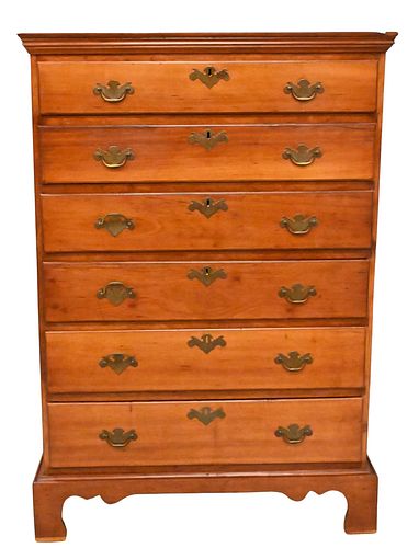 Chippendale Cherry Six Drawer Tall Chest