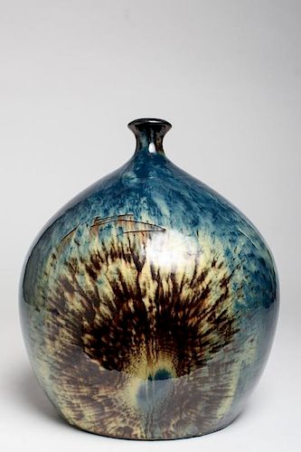 Contemporary Japanese Polychrome-Glazed Vase