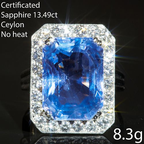 IMPORTANT SAPPHIRE AND DIAMOND CLUSTER RING