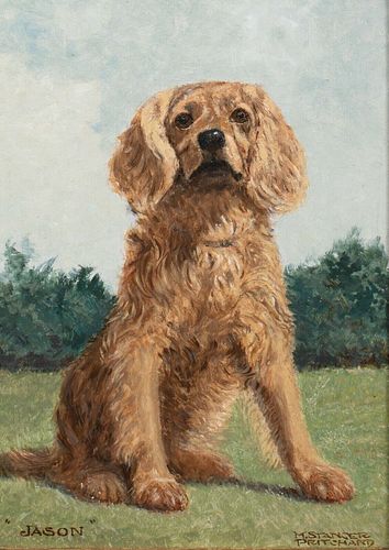  PORTRAIT OF A BROWN SPANIEL DOG "JASON" OIL PAINTING